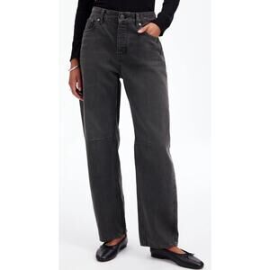 Madewell Darted Barrel-Leg Jeans Black Rigid Denim NWT Size 27